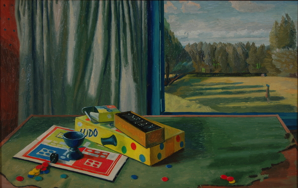 Artist Charles Mahoney: Ludo with Landscape, mid 1930s
