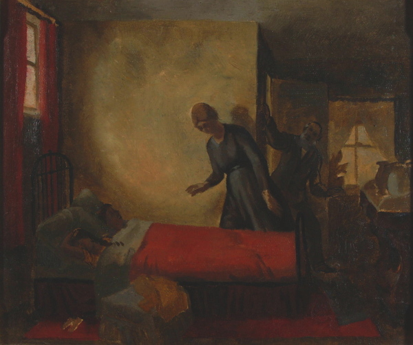 Artist Charles Mahoney: Children sleeping - illustration to a fable, mid 1920s
