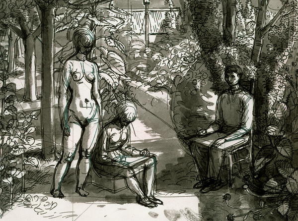 Artist Charles Mahoney: The Artist and his Muses, c 1961